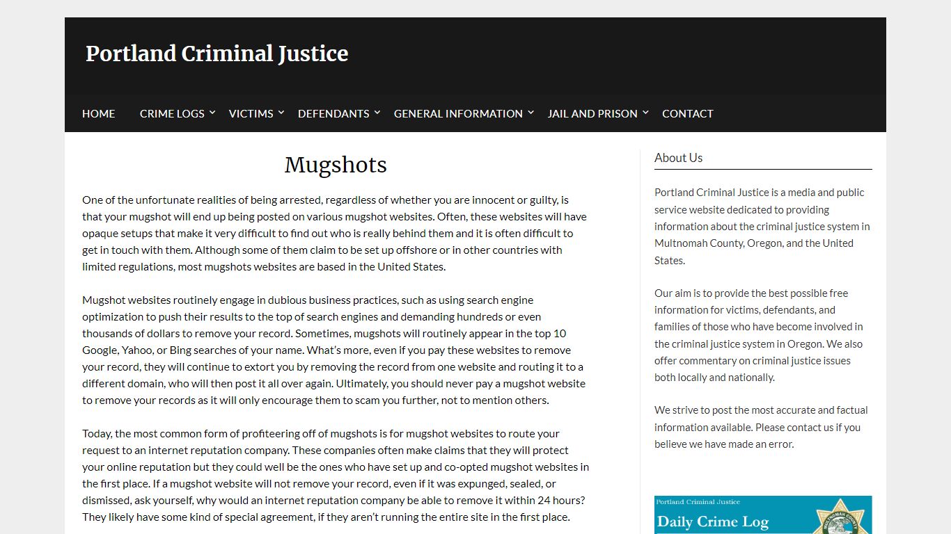 Mugshots - Portland Criminal Justice